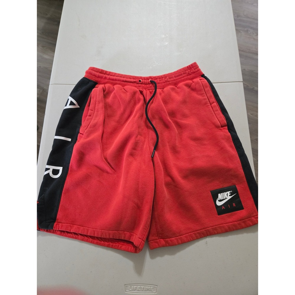 Nike Air Red Bred Mens Cotton Sweat Shorts Athletic Gym Pockets Size M